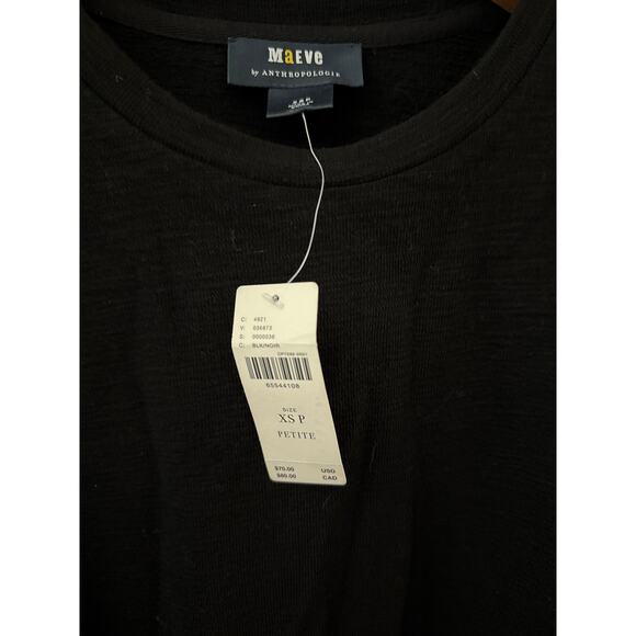 Anthropologie Maeve Textured-Sleeve Top Black Size XS Petite - Picture 8 of 10